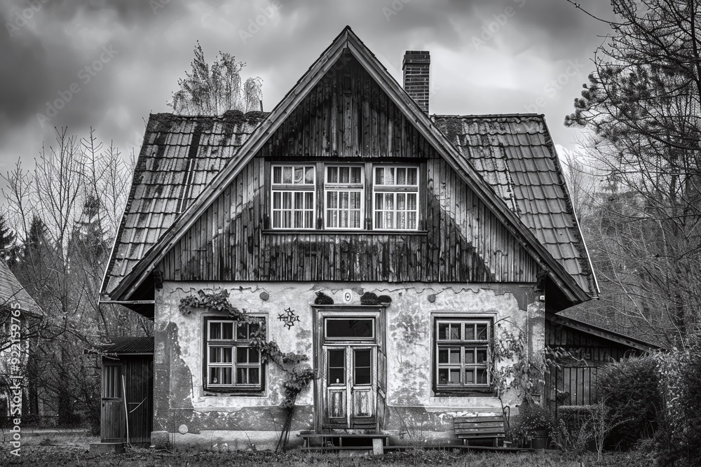 ai generative black and white abandoned house ai generative black and white abandoned house