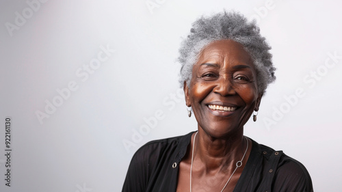 Wallpaper Mural portrait of happy elderly black woman isolated on white background Torontodigital.ca