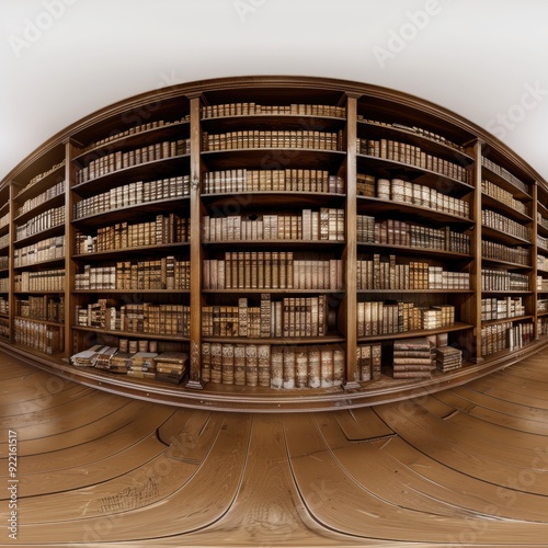 Nostalgic Vintage Library with Wooden Shelves and Antique Books in Karl Taylor's Style