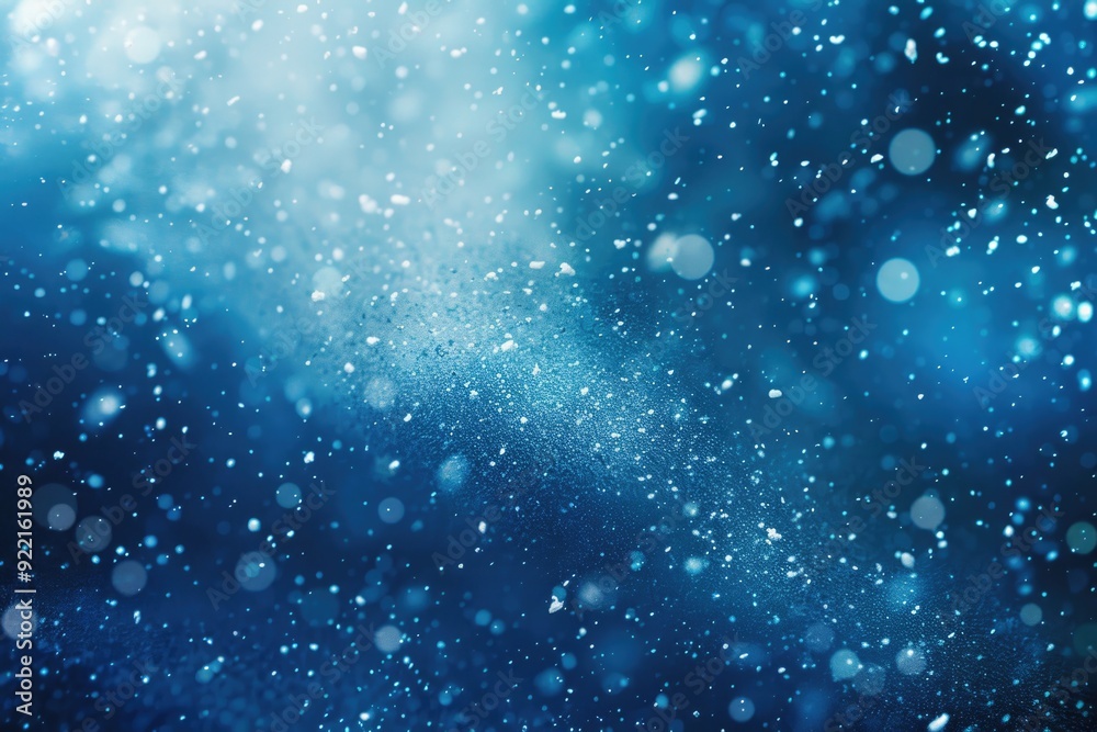 Blue Christmas Scene. Abstract Snowfall and Swirls in Bright Blue Winter Background Blue Christmas Scene. Abstract Snowfall and Swirls in Bright Blue Winter Background