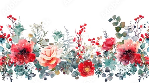 Wallpaper Mural Elegant watercolor floral border Torontodigital.ca