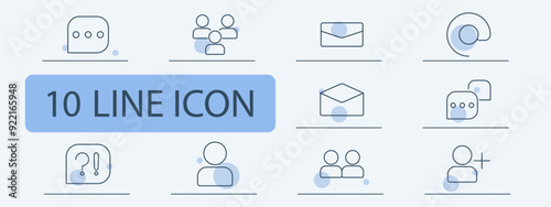 Messaging set icon. Chat, group, email, contact, question, conversation, avatar, communication, online, connection, user, social, notification, discussion, interaction, digital.