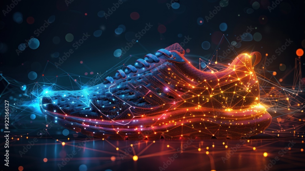 Obraz premium Digital Sneaker with a Glowing Network Design