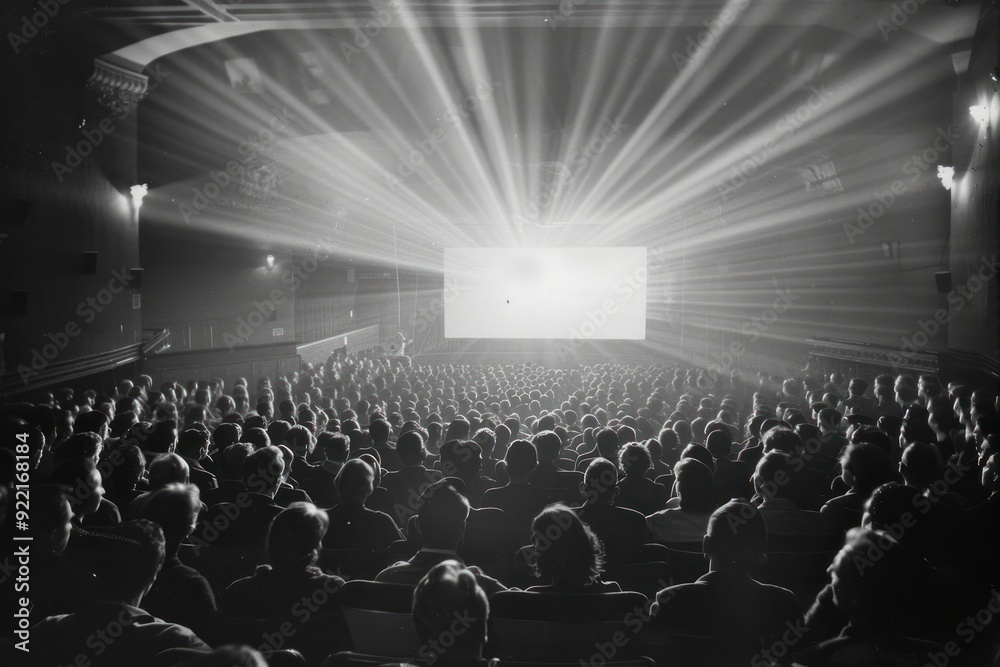 Obraz premium Movie theater architecture auditorium audience.
