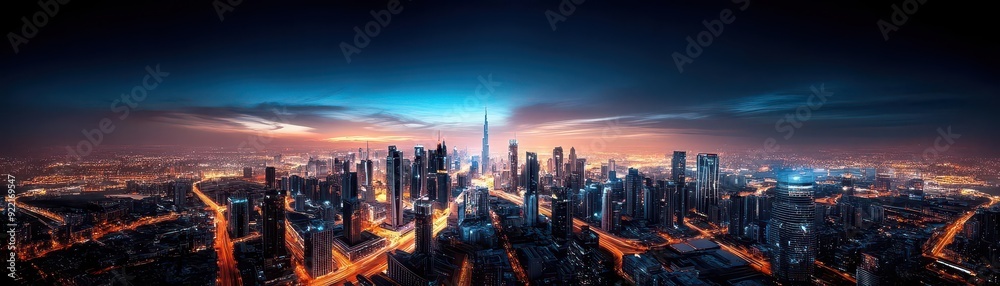 Naklejka premium Urban light pollution solutions, vibrant night skies, sustainable design, environmental impact