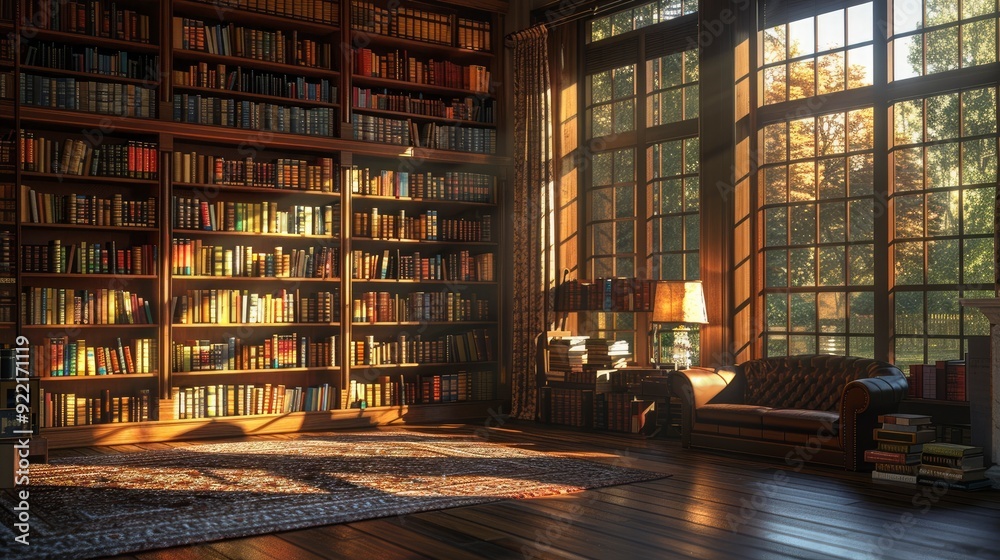 An empty library, with rows of bookshelves and a single reading lamp casting a warm glow, creates a scene of quiet solitude and intellectual exploration. An empty library, with rows of bookshelves and a single reading lamp casting a warm glow, creates a scene of quiet solitude and intellectual exploration.