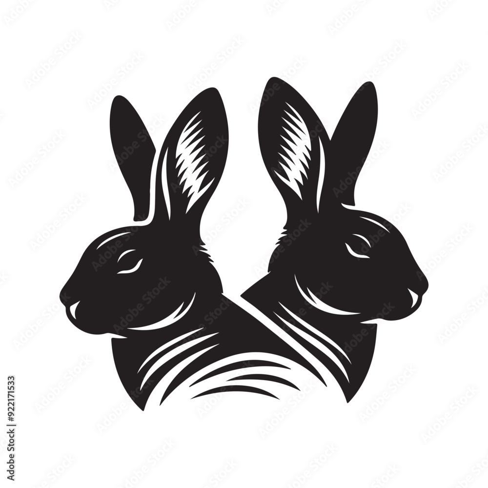 Fototapeta premium Animal face silhouette vector style with white background