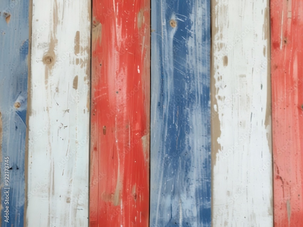 Vertical stressed boards painted in USA national colors for Independence, labor, veteran, president or memorial day Vertical stressed boards painted in USA national colors for Independence, labor, veteran, president or memorial day