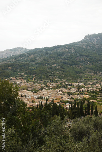 The panorama of Soller from Ses Tres Creus, Mallorca, Spain