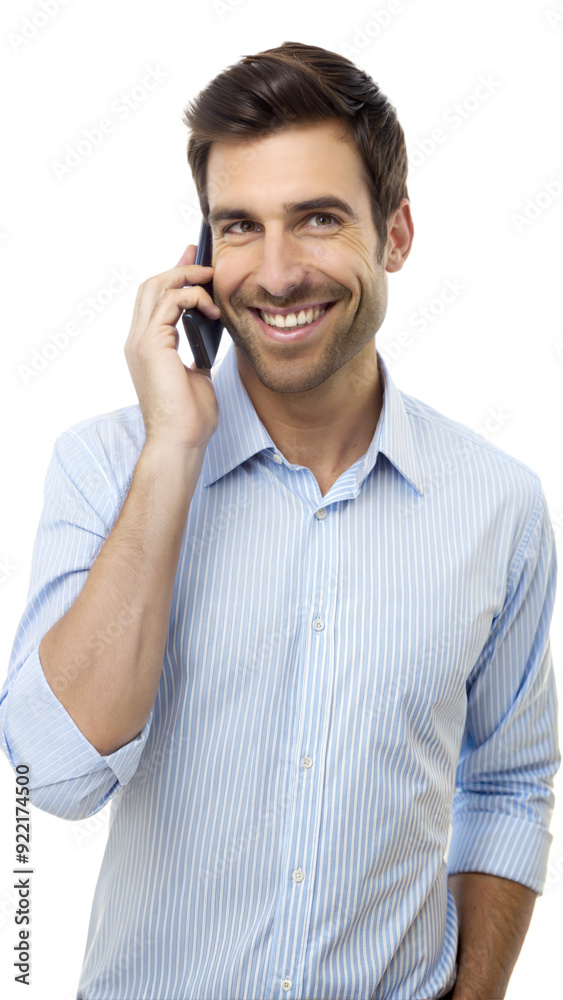 Man talking on smartphone isolated on transparent background Man talking on smartphone isolated on transparent background