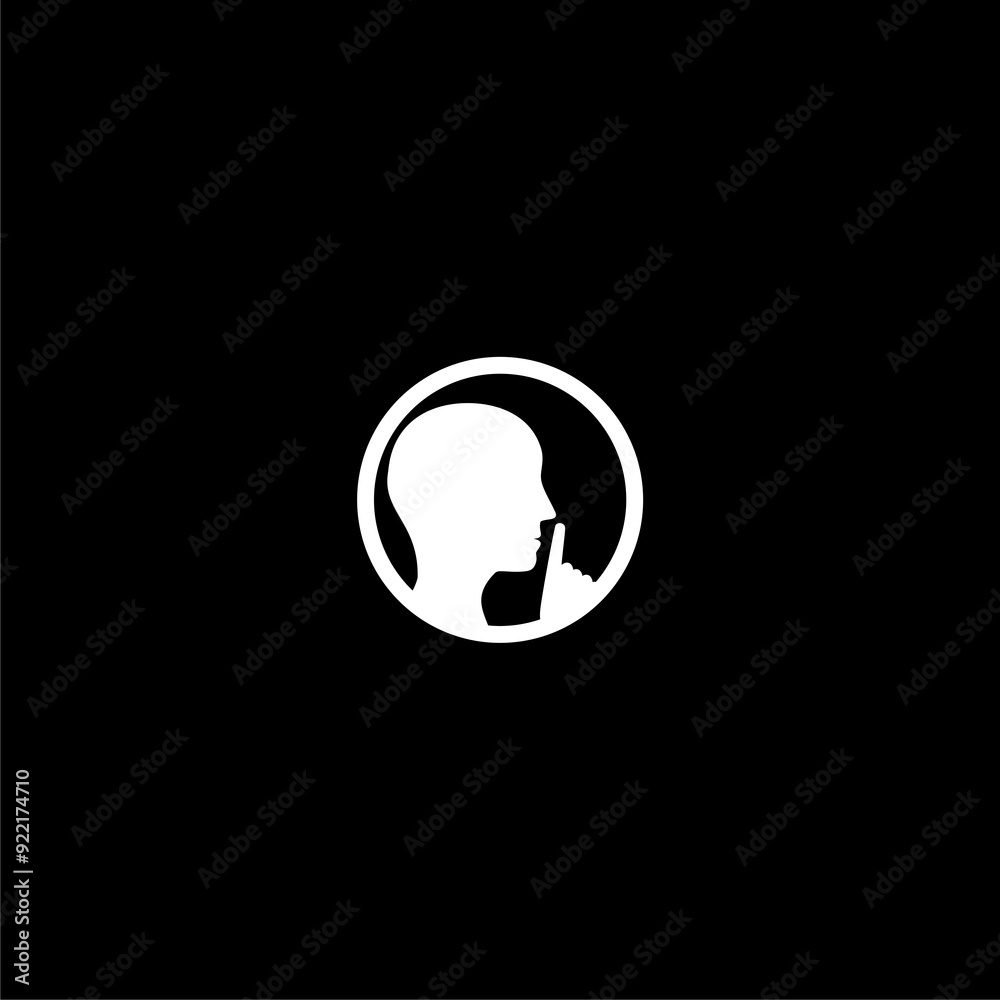 Please be quiet sign icon isolated on dark background Please be quiet sign icon isolated on dark background
