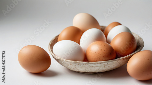 Chicken egg pile on a background, healthy eating concept