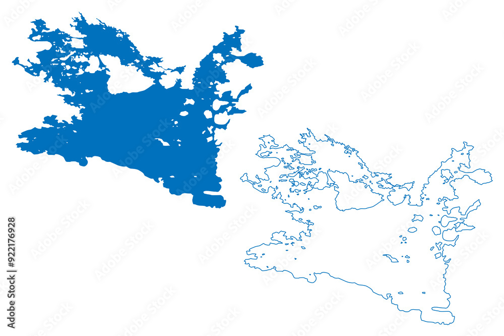 Lake Tikshozero (Russia, Russian Federation, Republic of Karelia) map vector illustration, scribble sketch Tiiksjärvi map Lake Tikshozero (Russia, Russian Federation, Republic of Karelia) map vector illustration, scribble sketch Tiiksjärvi map