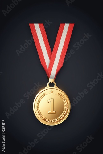 Golden medal icon isolated on a clean dark background