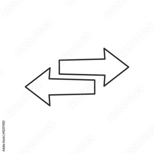 hand drawn doodle a pair of arrows in opposite directions illustration