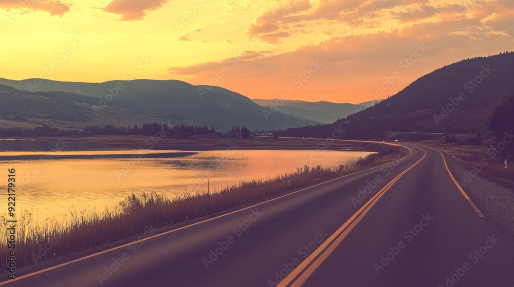 Fototapeta premium Serene Sunset Road