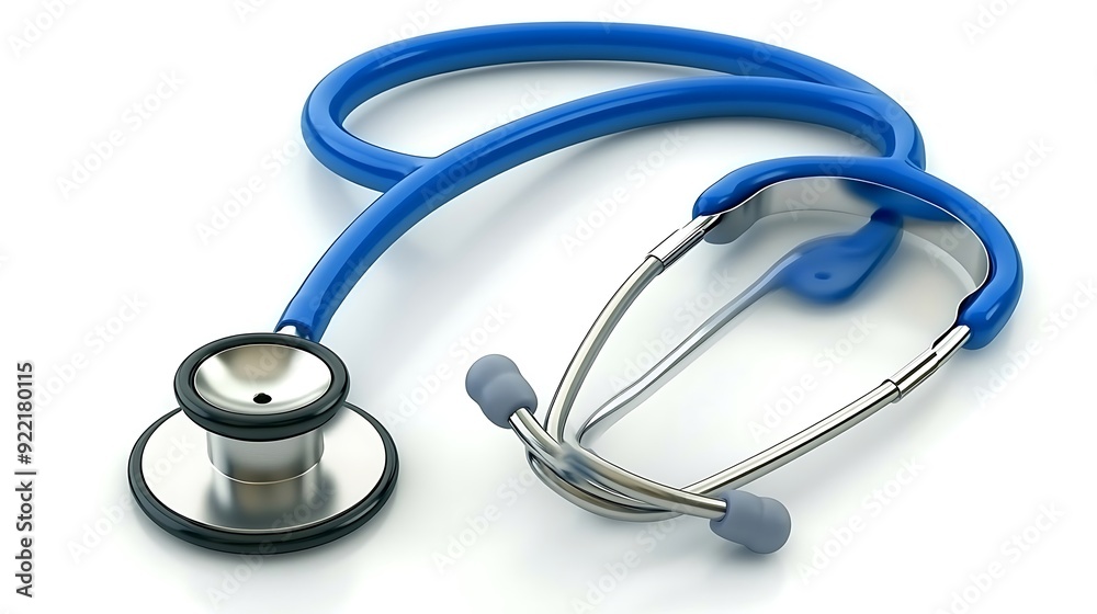 A blue stethoscope lying flat on a white surface, symbolizing healthcare and medical professionalism. A blue stethoscope lying flat on a white surface, symbolizing healthcare and medical professionalism.