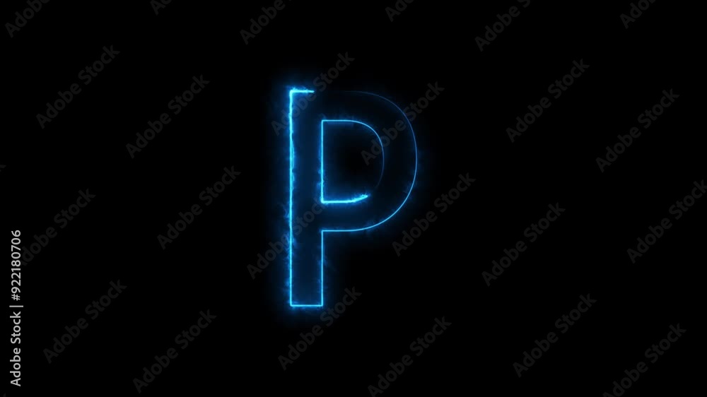 Abstract Bright Neon Blue Alphabet Symbol, Neon Lettering Animation. Abstract Bright Neon Blue Alphabet Symbol, Neon Lettering Animation.