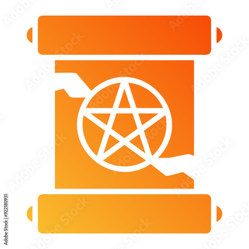 Ancient Scroll with Pentagram Glyph Gradient Icon