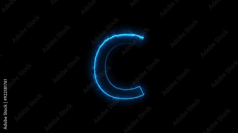 Abstract Bright Neon Blue Alphabet Symbol, Neon Lettering Animation. Abstract Bright Neon Blue Alphabet Symbol, Neon Lettering Animation.
