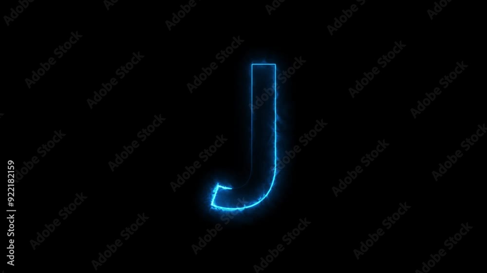 Abstract Bright Neon Blue Alphabet Symbol, Neon Lettering Animation. Abstract Bright Neon Blue Alphabet Symbol, Neon Lettering Animation.