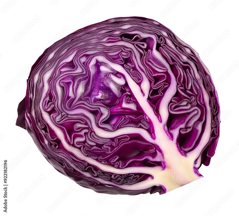 Halved Red Cabbage on a Transparent Background