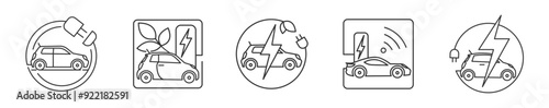 Set of green electric car icon