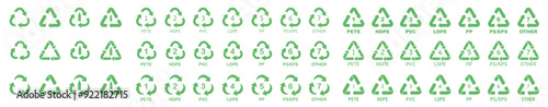 Industrial marking of plastic products set icon