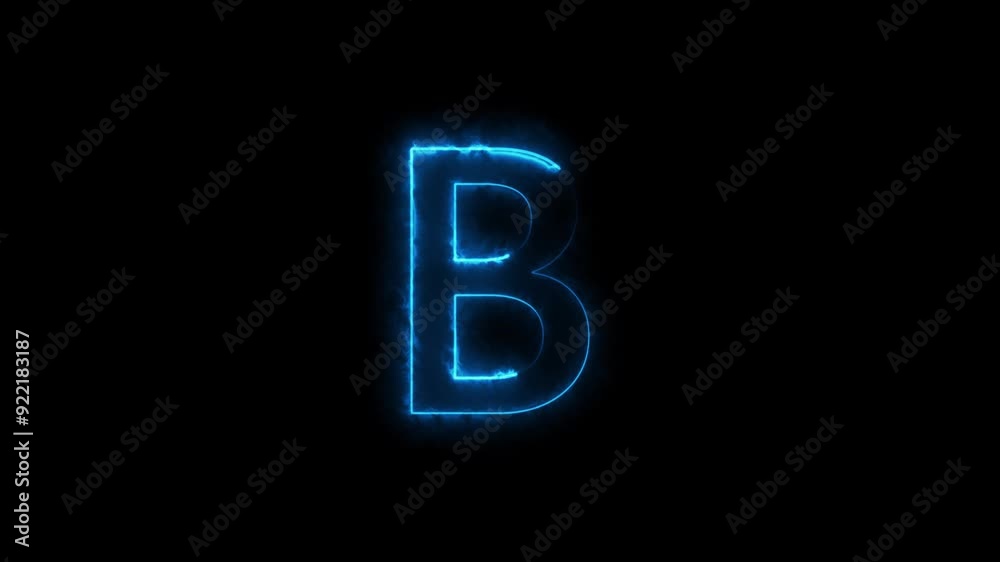Abstract Bright Neon Blue Alphabet Symbol, Neon Lettering Animation. Abstract Bright Neon Blue Alphabet Symbol, Neon Lettering Animation.