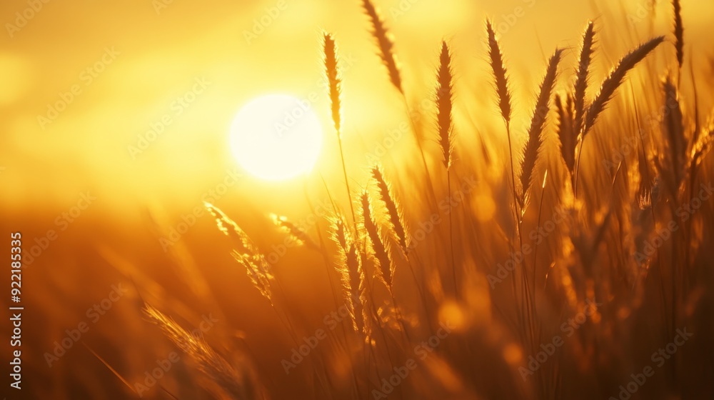 A close-up of the sun setting over a field of tall grass, with the golden light casting long shadows and creating a warm, natural ambiance. A close-up of the sun setting over a field of tall grass, with the golden light casting long shadows and creating a warm, natural ambiance.