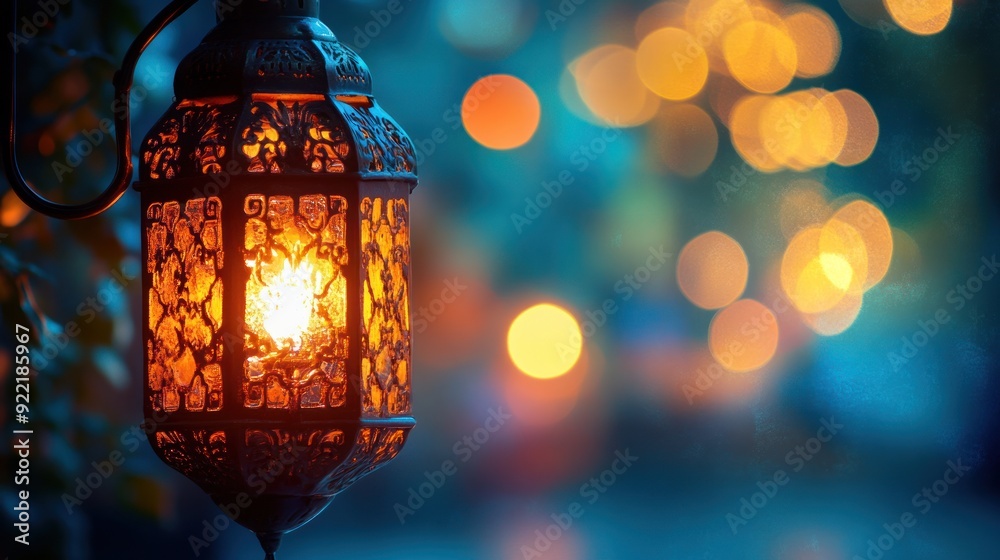 A single lantern glowing in the dark A single lantern glowing in the dark