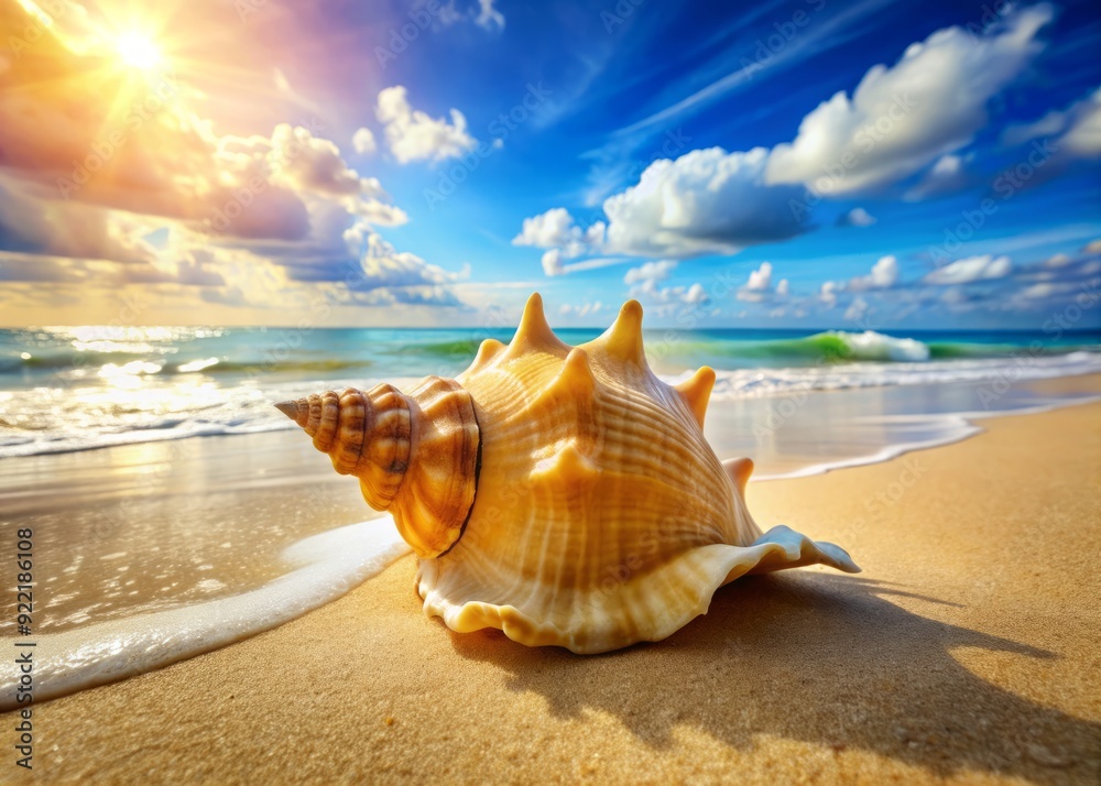 Sunlit Shell: Warm, cheerful, summery, golden yellow, white, beige, sandy beach Sunlit Shell: Warm, cheerful, summery, golden yellow, white, beige, sandy beach