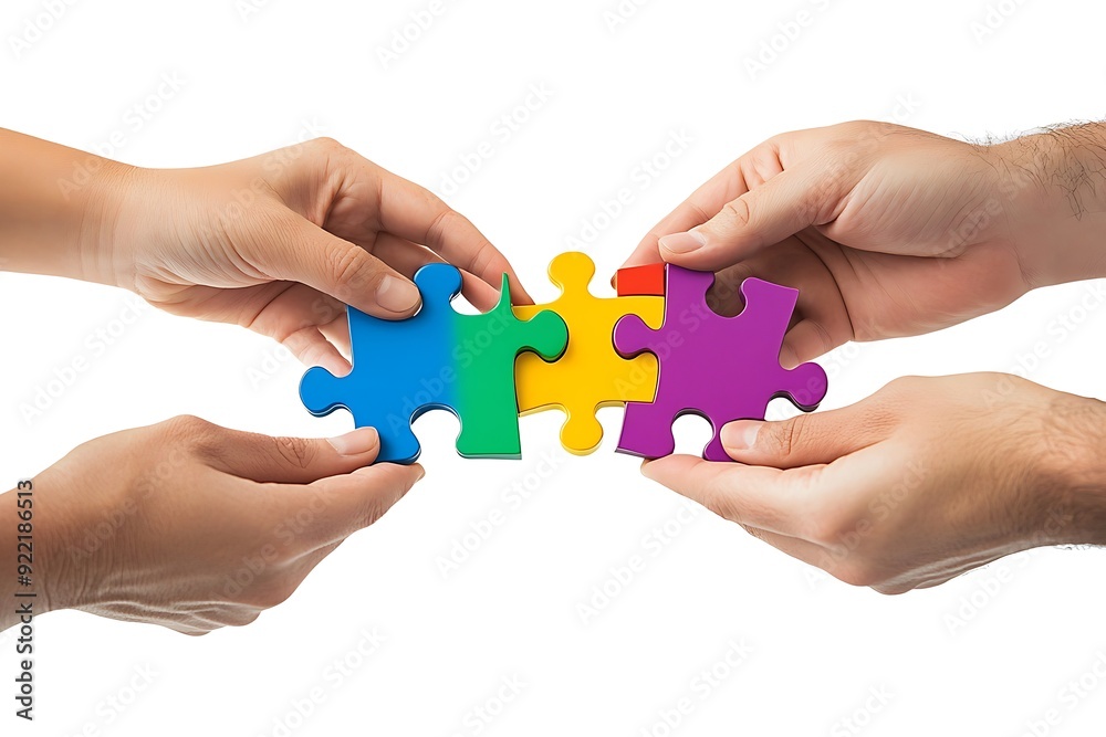 Hands and puzzle isolated on white background Hands and puzzle isolated on white background