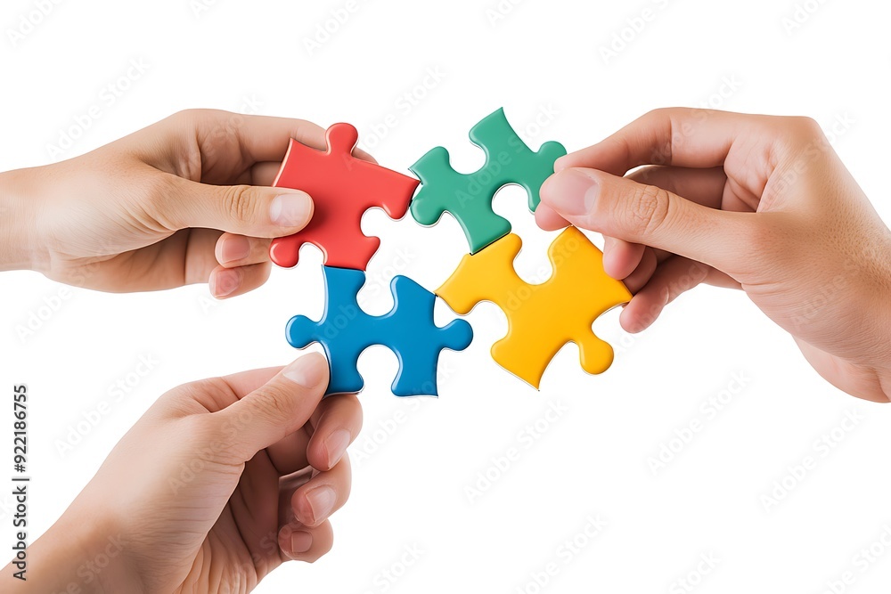 Hands and puzzle isolated on white background Hands and puzzle isolated on white background