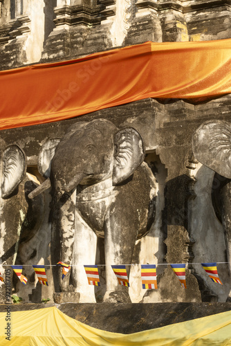 Wat Chiang Man, the Chedi Chang Lom, also called the Elephant Chedi in Chiang Mai, Thailand photo