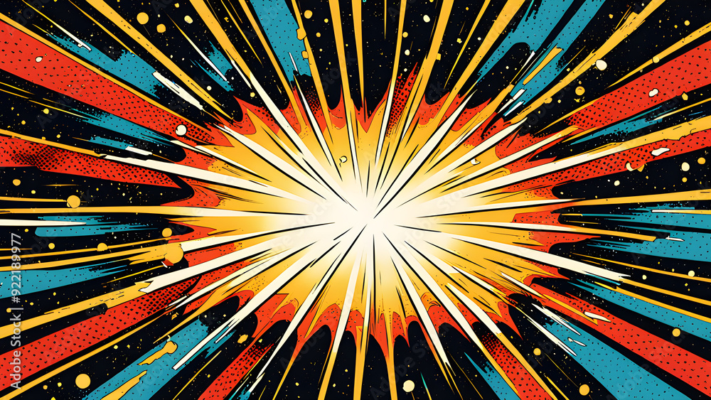 Fototapeta premium Comic book explosion background. Pop art style