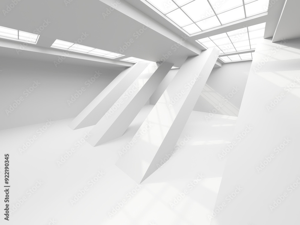 Fototapeta premium White elegant empty space. White wall room background. Abstract interior