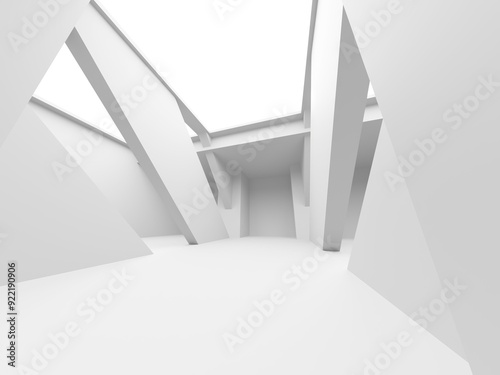 Abstract light corridor interior. Futuristic architecture background
