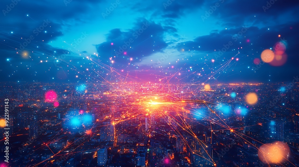 Fototapeta premium Urban Metropolis, Networked Future background