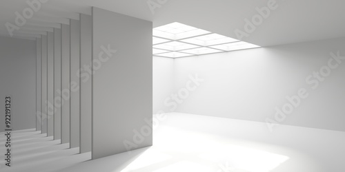 Abstract light corridor interior. Futuristic architecture background