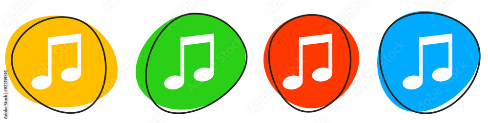 4 bunte Icons: Musik - Button Banner 4 bunte Icons: Musik - Button Banner