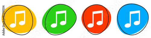 4 bunte Icons: Musik - Button Banner