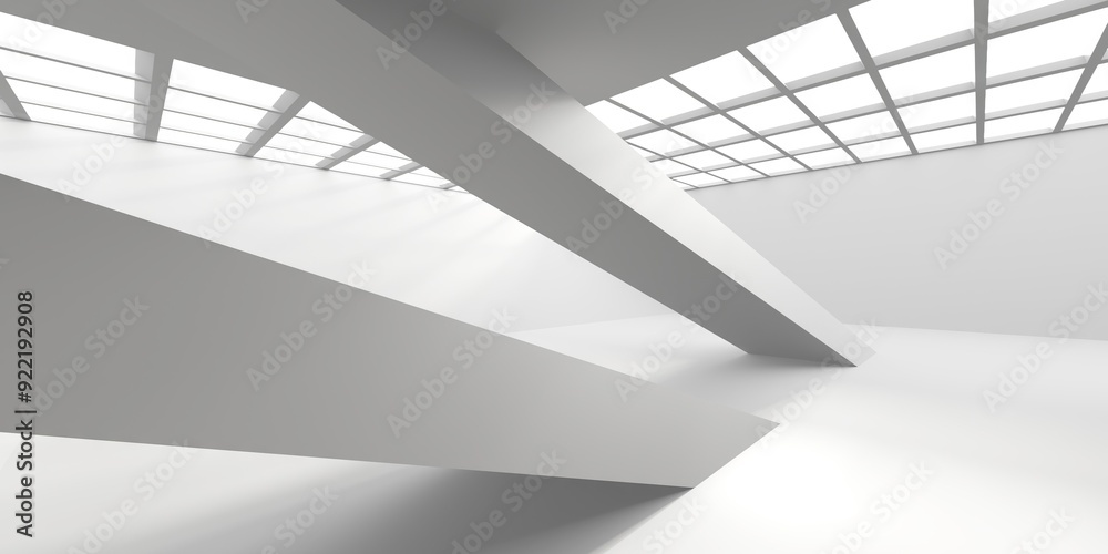 Obraz premium Minimalistic room space. White clean empty architecture interior