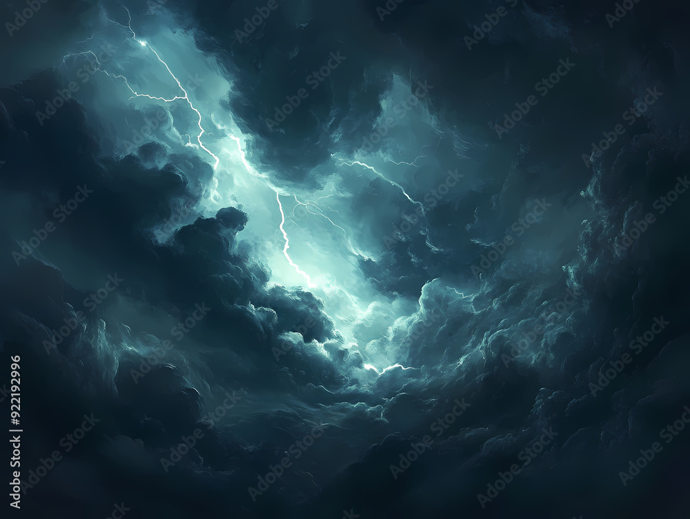 Stormy sky lightning over heavy swirling cloud Stormy sky lightning over heavy swirling cloud