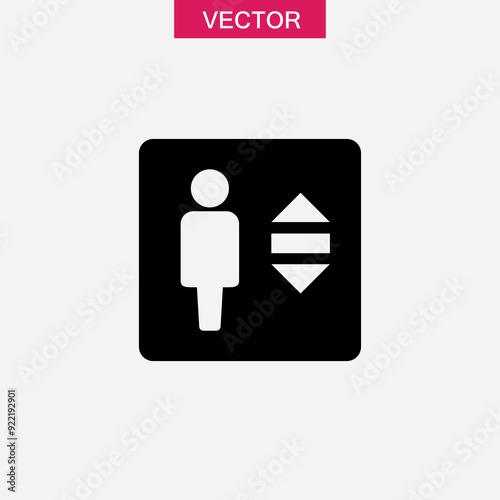 Elevator sign vector icon,simple flat black trendy style illustration for web and app on white background..eps