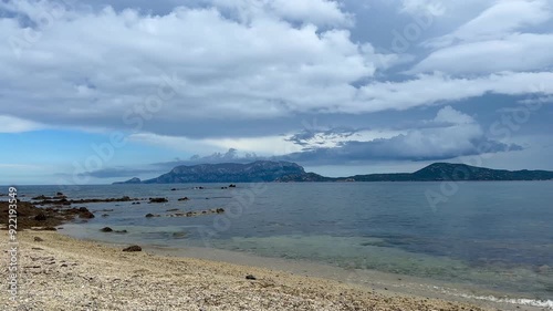 Wallpaper Mural Beach with view on sea and Tavolara island at Sardinia, Italian island Torontodigital.ca