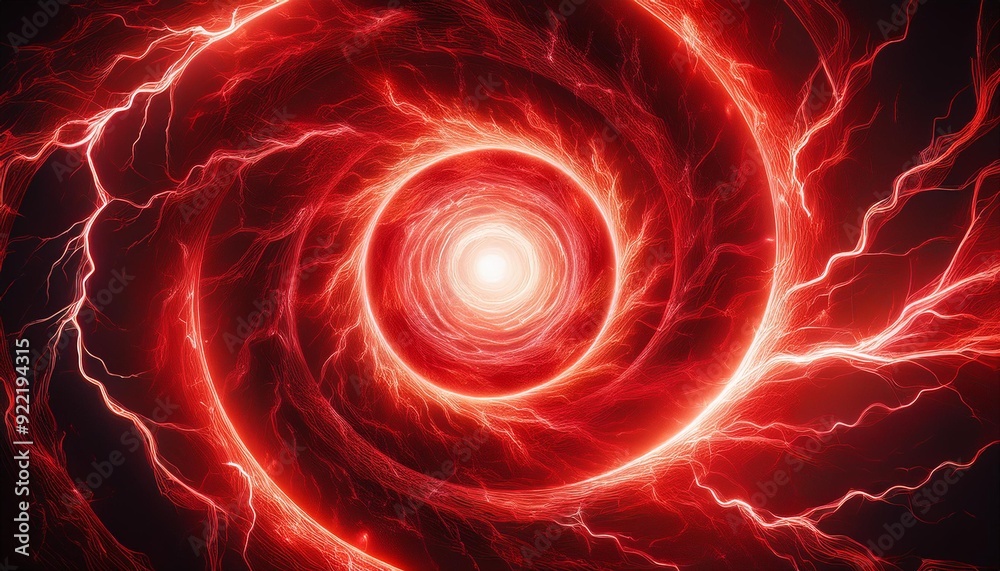 中央から広がる赤い雷. Red Lightning Spreading from the Center. AI generated. 中央から広がる赤い雷. Red Lightning Spreading from the Center. AI generated.