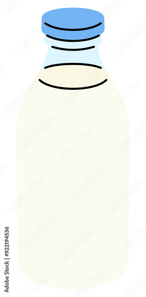 Milk in glass bottle, dairy and drink. Food, meal, drinking and milk farm, illustration Milk in glass bottle, dairy and drink. Food, meal, drinking and milk farm, illustration