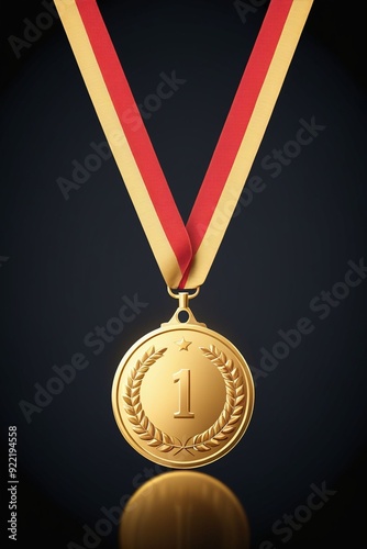 Golden medal icon isolated on a clean dark background