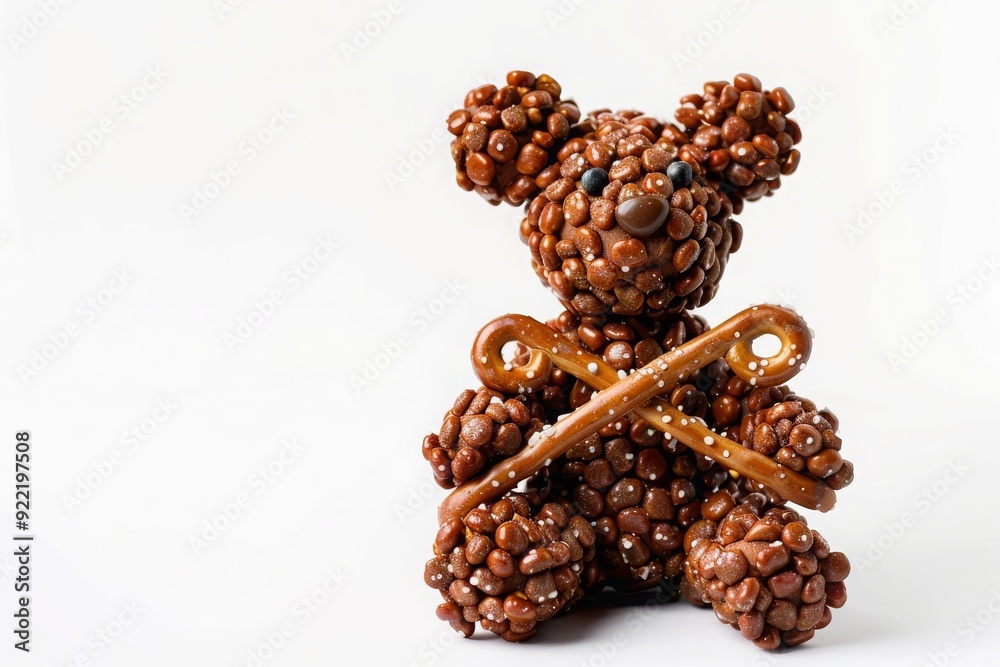 Obraz premium A_teddy_bear_made_of_pretzel_sticks